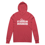 She Stands on Business Hooded long-sleeve tee (White)