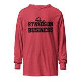 She Stands on Business Hooded long-sleeve tee (Black)