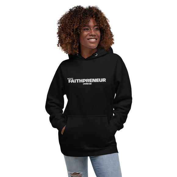 Faithpreneur Unisex Hoodie (Embroidered) (White)