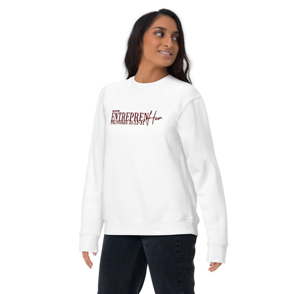 EntreprenHER + Proverbs Unisex Premium Sweatshirt (Embroidered) (Maroon)