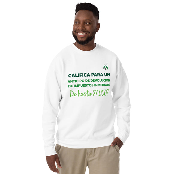 Tax Estimate En Espanol Unisex Premium Sweatshirt (White)