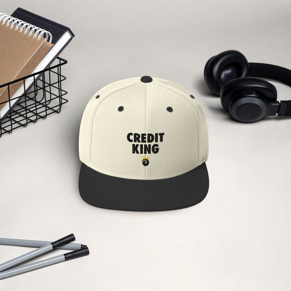 Credit King Snapback Hat (Black Letters)