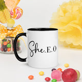SHE. E. O. Mug with Color Inside
